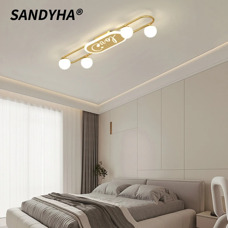 

SANDYHA Modern Minimalist Ceiling Light Strip Design LED Lamps for Living Room Decoration Home Corridor Study Lighting Fixtures