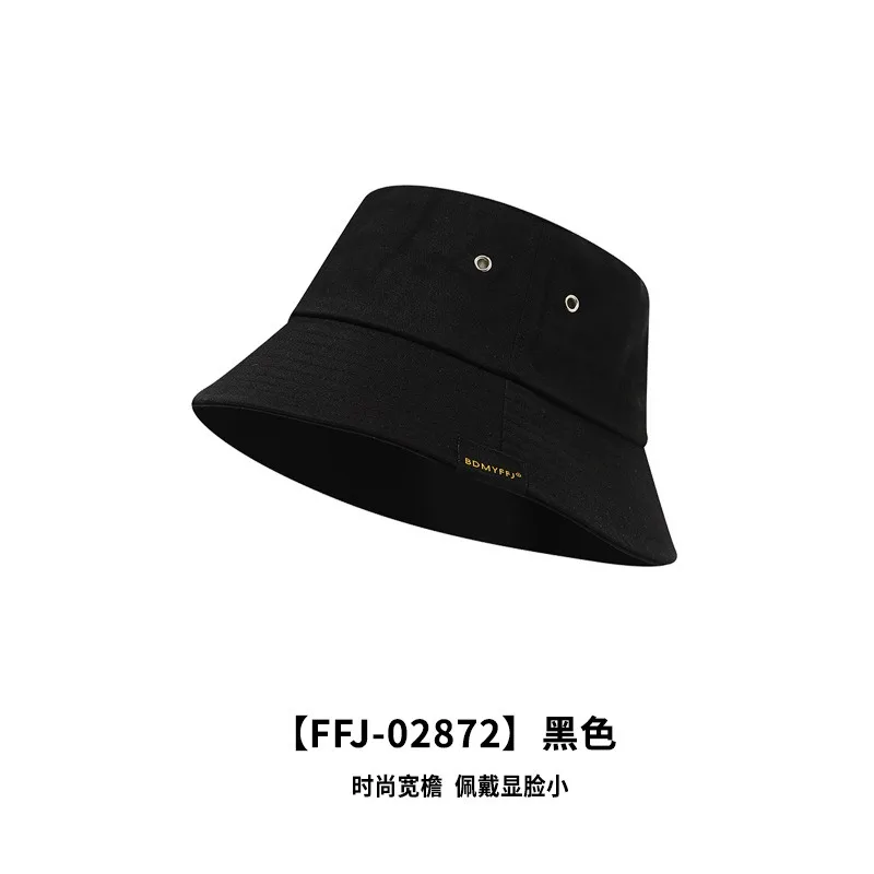 Bucket hat women springautumn Korean version ins tide brand sticker solid color versatile Japanese sunshade sunscreen basin hat