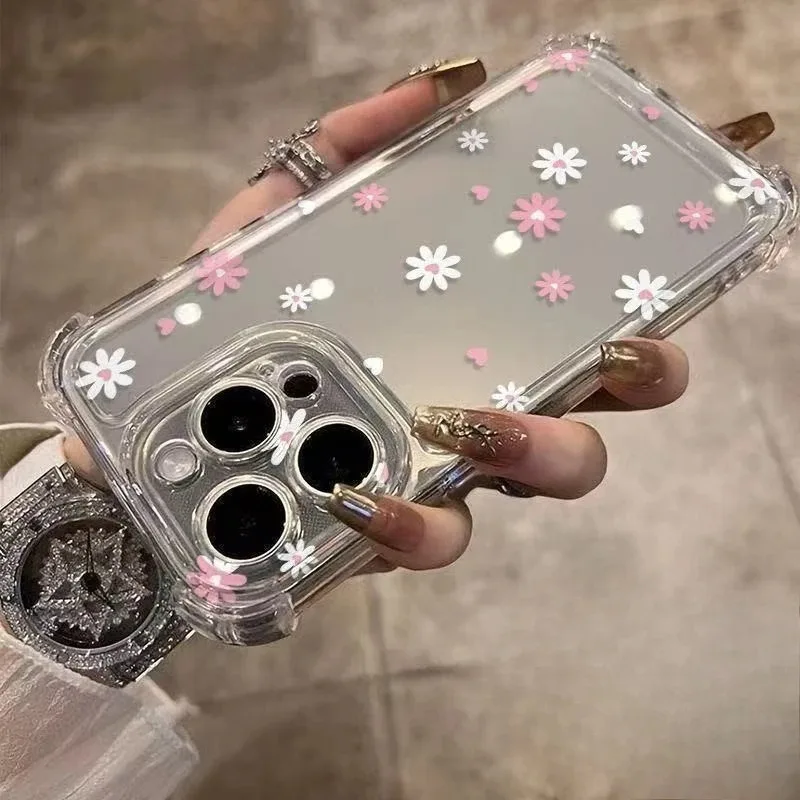 

For OPPO A6 GT A6 Max A6 Pro 5G 4G Phone Case Shockproof Clear Pink Flowers Soft Cover