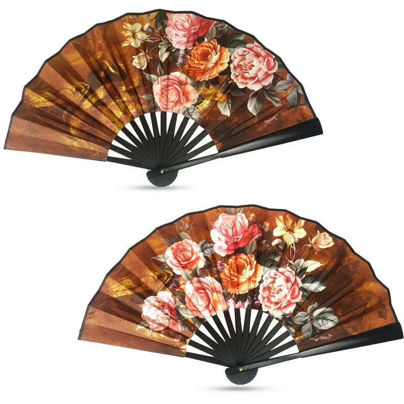 Oil Painting Double Sided Folding Fan 8 Inch Silk Folding Fan Plastic Folding Fan Vintage Silk Fan