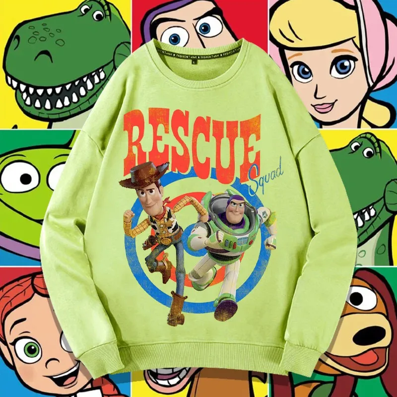 Toy Story Hoodie Men's Crew Neck Loose Oversize Woody Buzz Lightyear Strawberry Bear Suit