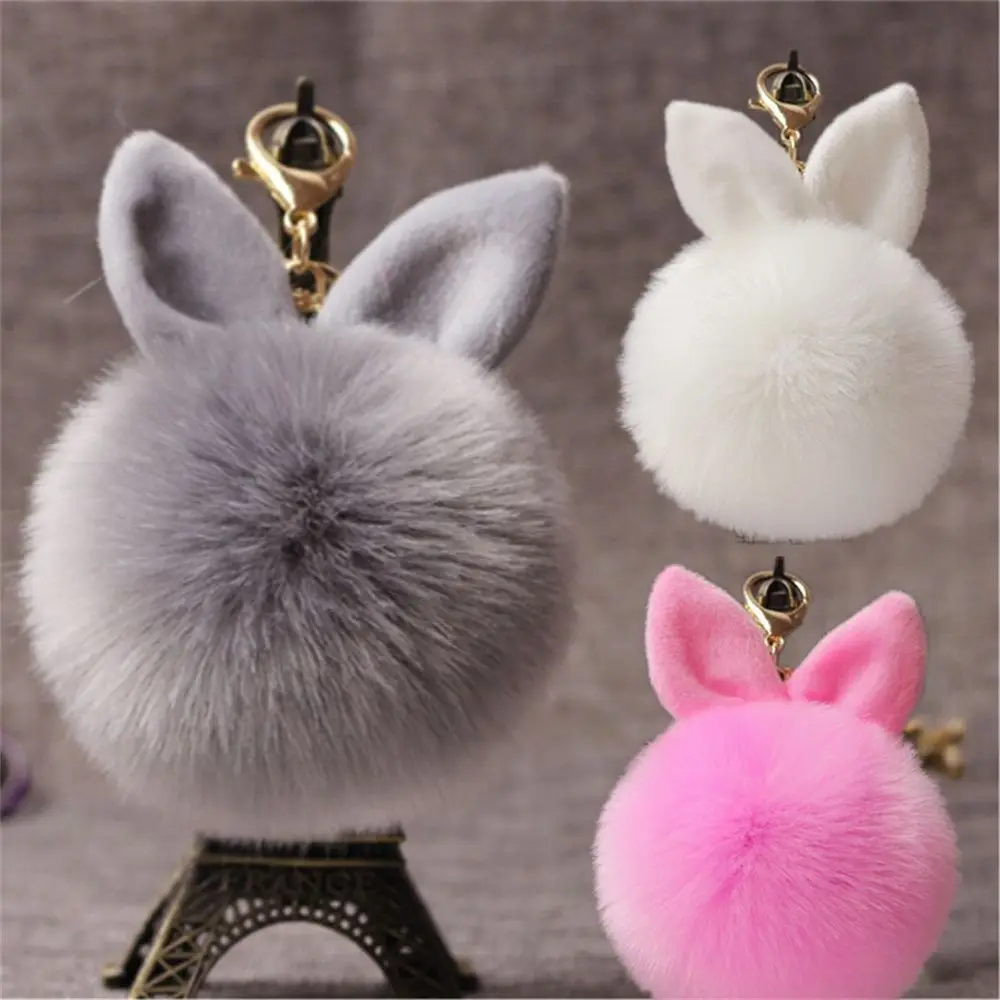 

Fancy Fashion Car Pendant Woman Cute Bag Charms Fur Ball Key Ring Pom Pom Key Chain Bunny Keychain Bag Pendant