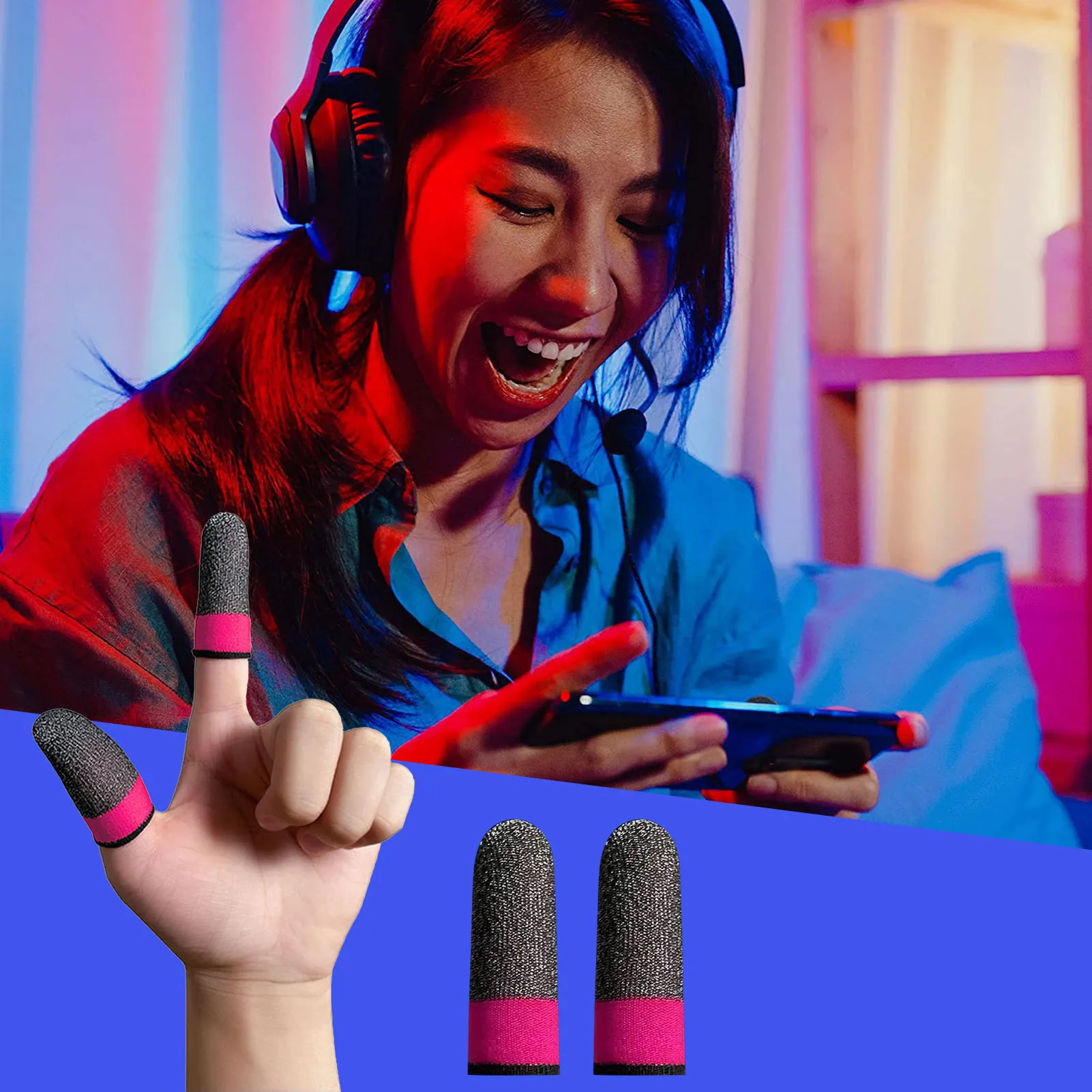 Finger Sleeves for Mobile Gaming Finger Cover Breathable Game Controller Fingertips Sleeve For PUBG Touch Screen Luminous Pro