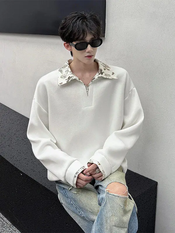 

Мужская удлиненная толстовка с V-образным вырезом и капюшоном, с цветочным пэчворком, повседневная, удобная, из смесового полиэстера и хлопка