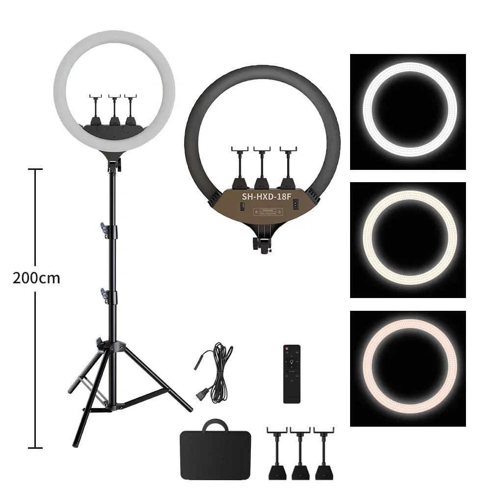 SH Ring Light 18inch Kit 36W 6500K Professional LED Control Stand Phone Holder Tube  Bag for Tattoo Lash Extension Barber Light