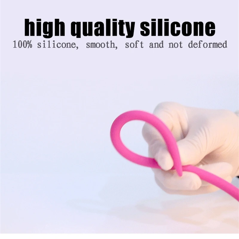 10 Speed Urethral Vibrator Long Silicone Vibrating Penis Plug Urethral Sound Catheter Dilator Massager Male Masturbator Sex Toy