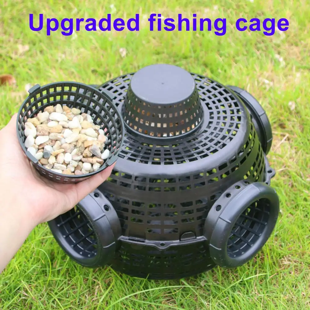 4/6 Holes Upgraded Catch Loach Lobster Yellow Eel Cage Outdoor Fishing Net Cage Plastic Shrimp Trap Cage With Counterweight Box