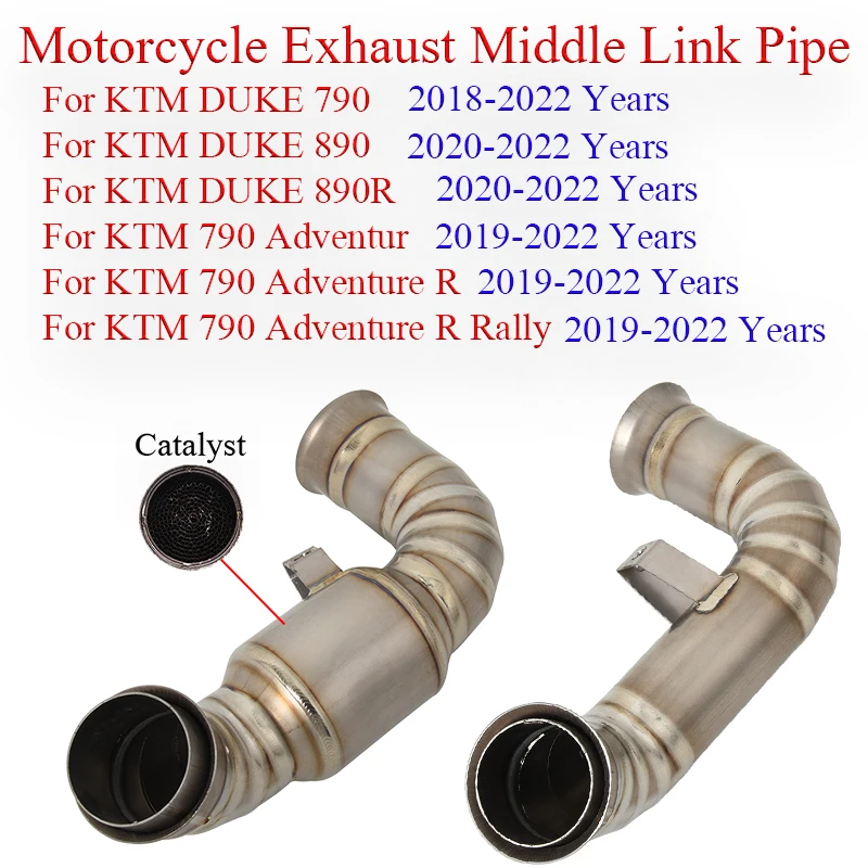 Motorcycle Exhaust Middle Link Pipe For KTM DUKE 790 890 890R 18-22 KTM 790 Adventur R KTM790 Rally 19-22 Moto Escape Stainless