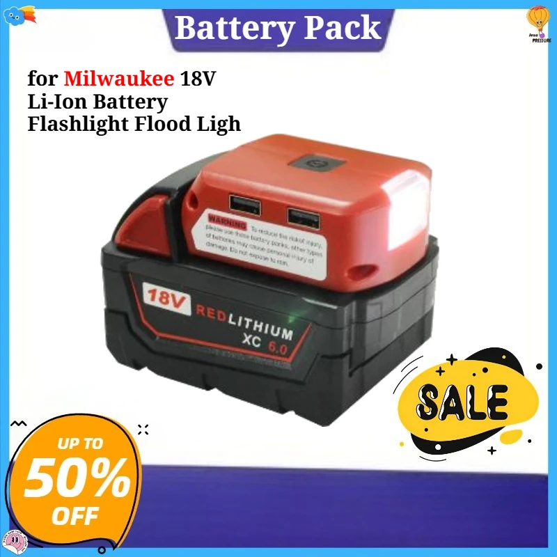 

Светодиодная лампа 18 В, рабочий свет с USB-портом, наружное освещение для Milwaukee, литий-ионный аккумулятор 18 В, фонарик, прожектор