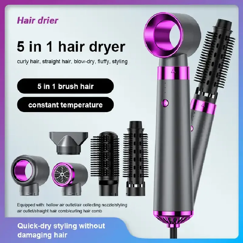 Hair Dryer 5 In 1 Hot Air Comb Curlers With Diffuser Electric Blow Dryer Professional Complete Multifunctional Hot Air Brush