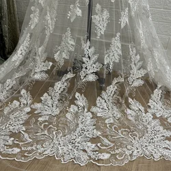 High Quality Clear Sequins Off whtie Rayon French Lace Bridal Wedding Gown Dress Lace Fabric 1 Yard