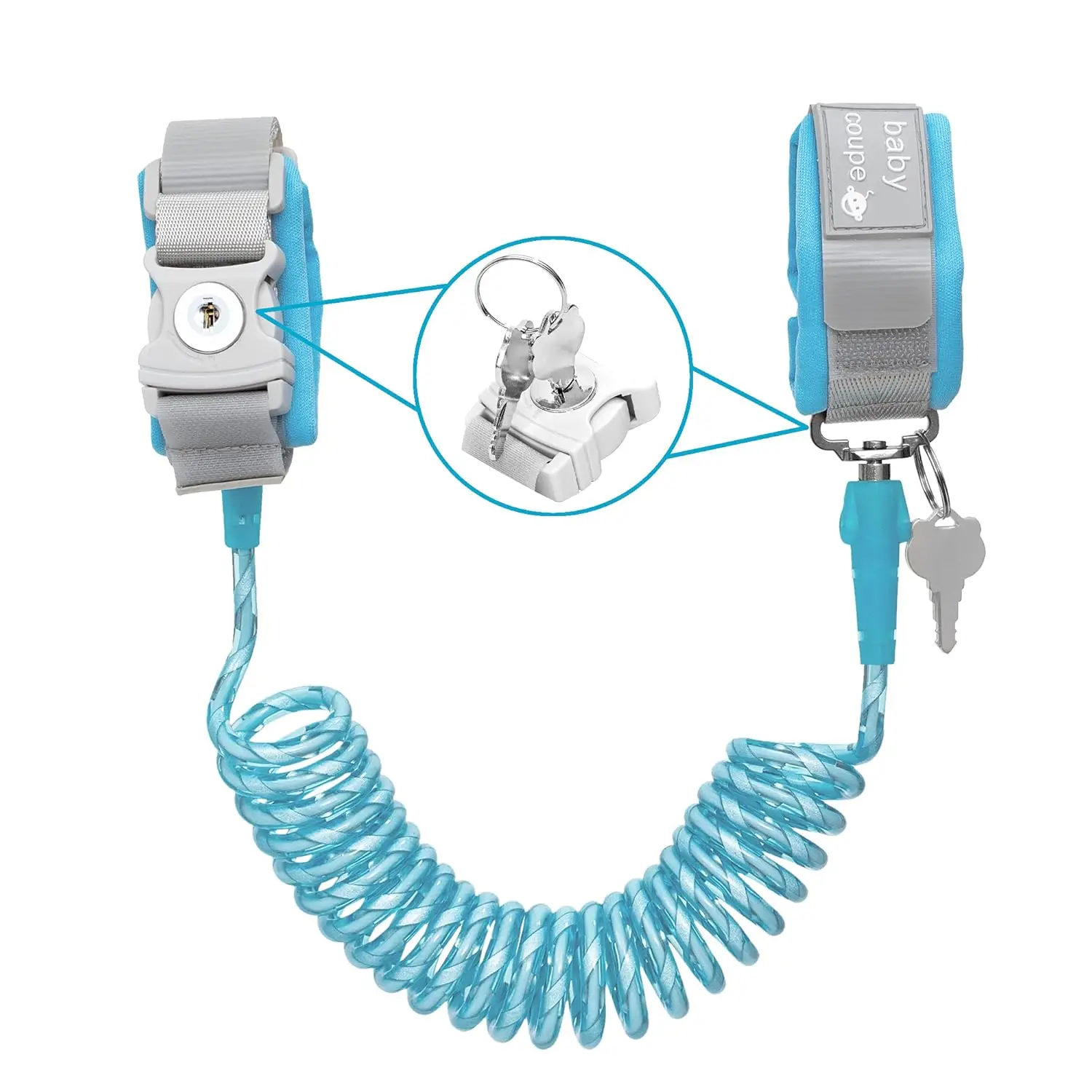 

Ремни безопасности для детей с замком для ключей и светоотражающим дизайном — регулируемый браслет для малышей (синий)