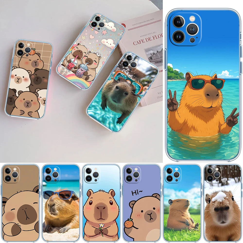 Cartoon  Capybara Cute Transparent Phone Case for Motorola G40 G04 G05 One Ace Action  Fusion Plus Hyper Macro Vision Zoom