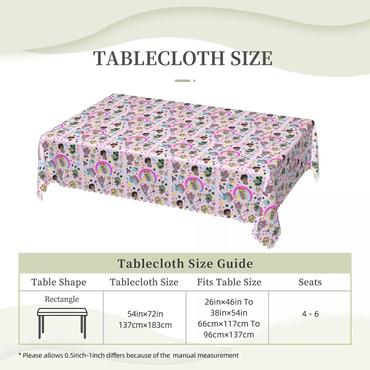 Star VS The Forces Of Evil Customized Rectangular Tablecloth Waterproof Table Cover for Dining Events Table Cloth