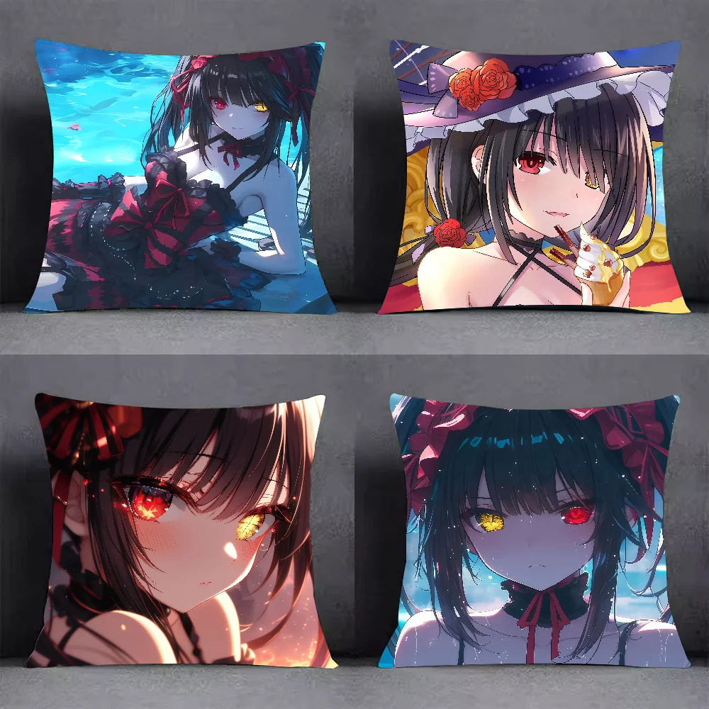 Anime T-Tokisaki K-Kurumi Cushion Cover Square Double-Sided Printing Sofa Cushion Cover Pillowcase Bedroom Bedside