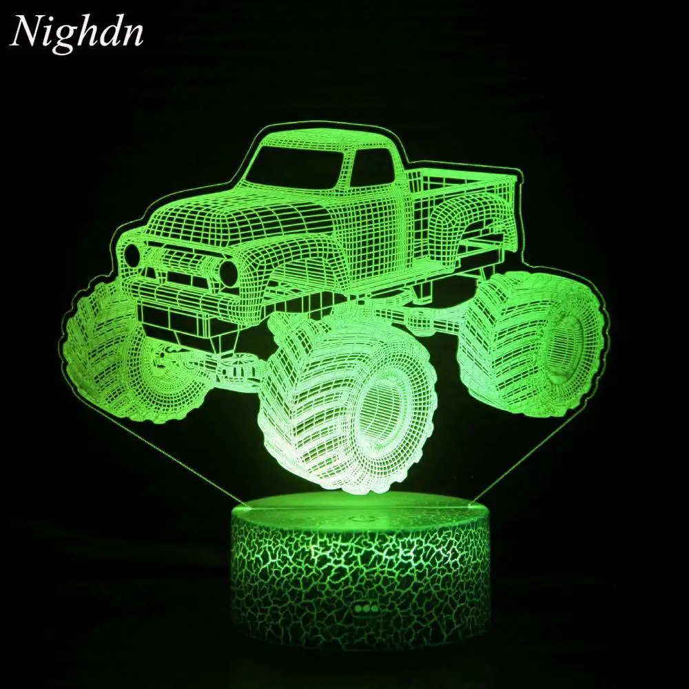 Nighdn Acrylic LED Night Lights for Kids Tractor 3D Illusion USB Table Lamp Room Decor Children's Birthday Gift 7 Color Changing