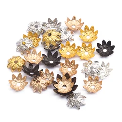 8/10mm Mix Color 100Pcs Metal Flower Petal End Spacer Hallow Beads Caps Charms Bead Cups For Jewelry Necklace Making Supplies