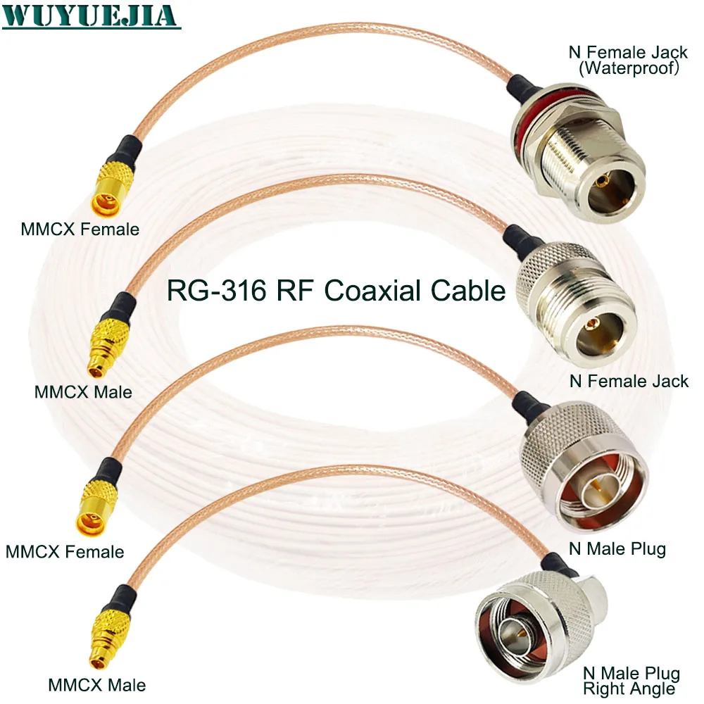 

RG-316 Antenna Feeder Cable Assembly for Wireless Communication Wifi Router L16 N Straight Male to MMCX Plug Pigtail Cord Jumper