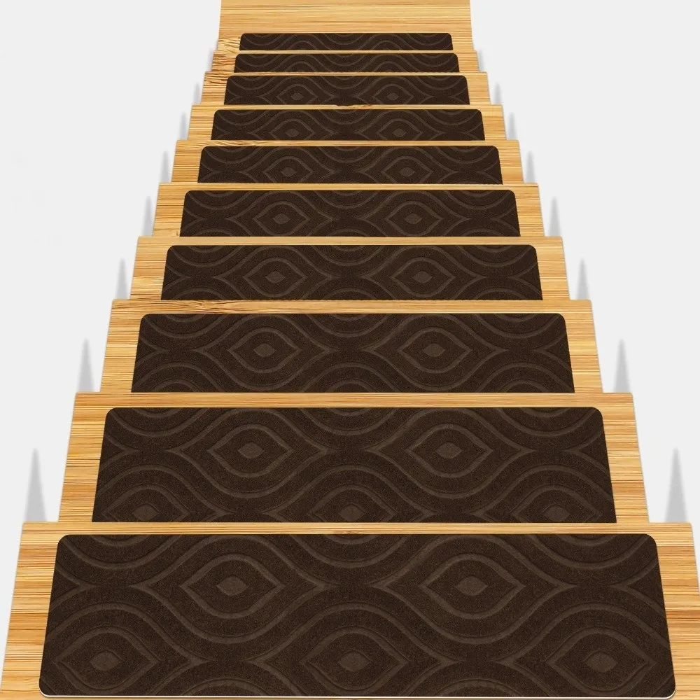 Household TPR Stair Treads Carpets Non-Slip Self Adhesive Staircase Carpet Washable Brushed Embossed Stepping Mat For Elder