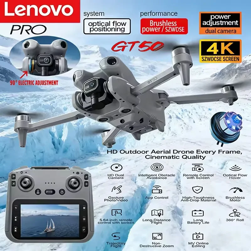 

Lenovo GT50 Aerial Photography Drone Obstacle Avoidance HD Brushless Quadcopter with Large Screen Remote Control Toy Aircraft