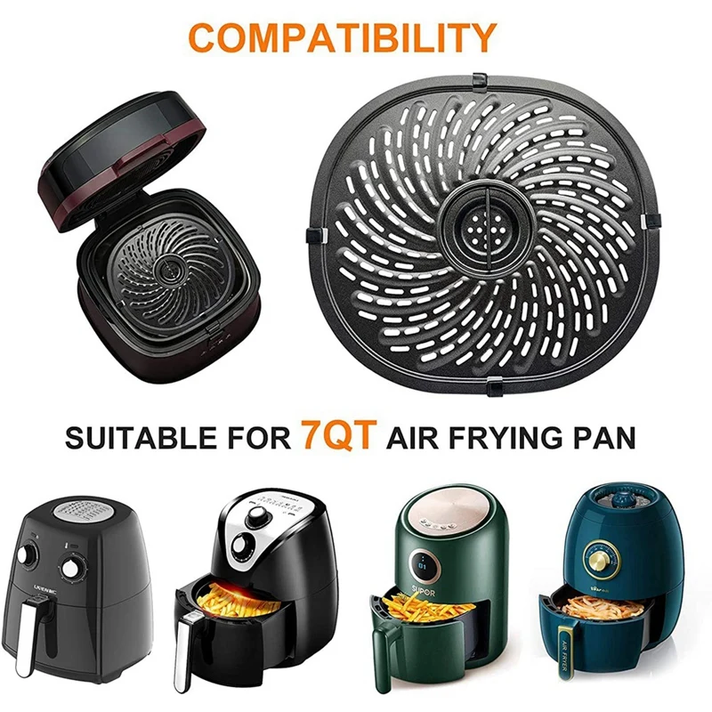 Air Fryer Pan Replacement Grill Pan Fit For Power Dash Chefman, COSORI,NUWAVE Air Fryers,Air Fryer Grill Plate