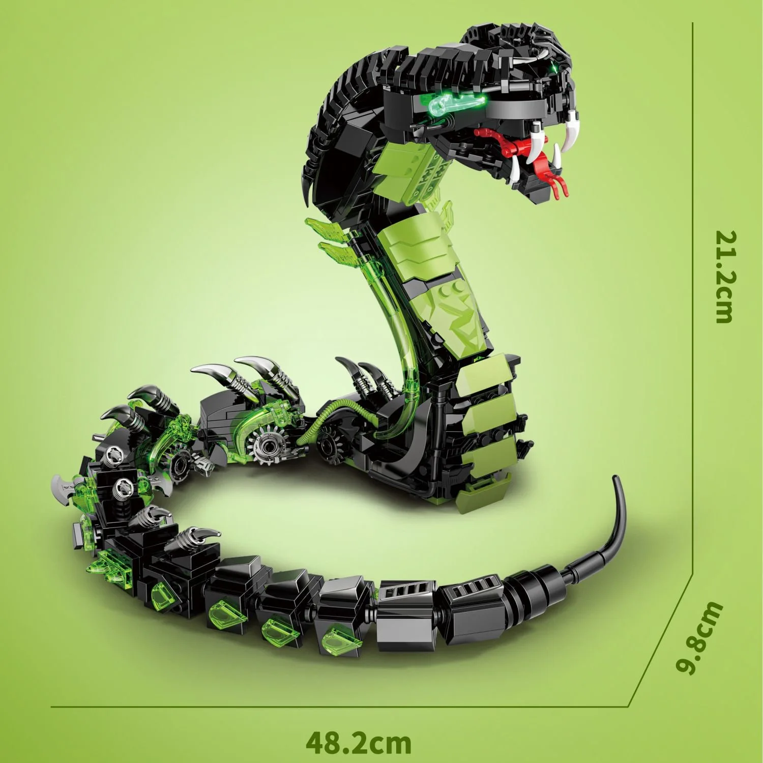 Mechanical luminous Cobra building block model children's difficult assembly educational toy decoration