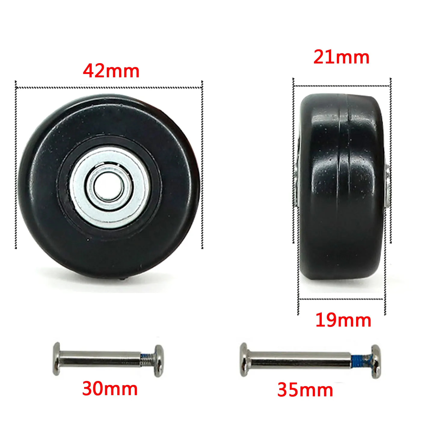 4PCS Black Luggage Wheel Replacement with Screw for Travel Luggage Suitcase Wheels Axles Repair Kit Dia 42mm Caster Wheel Repair