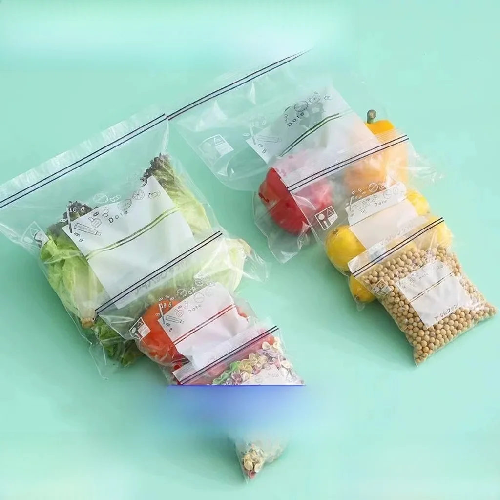 食品グレードの密封袋冷蔵庫鮮度保持袋家庭用保管冷凍密封鮮度保持袋ダブルリブ付き高密度袋