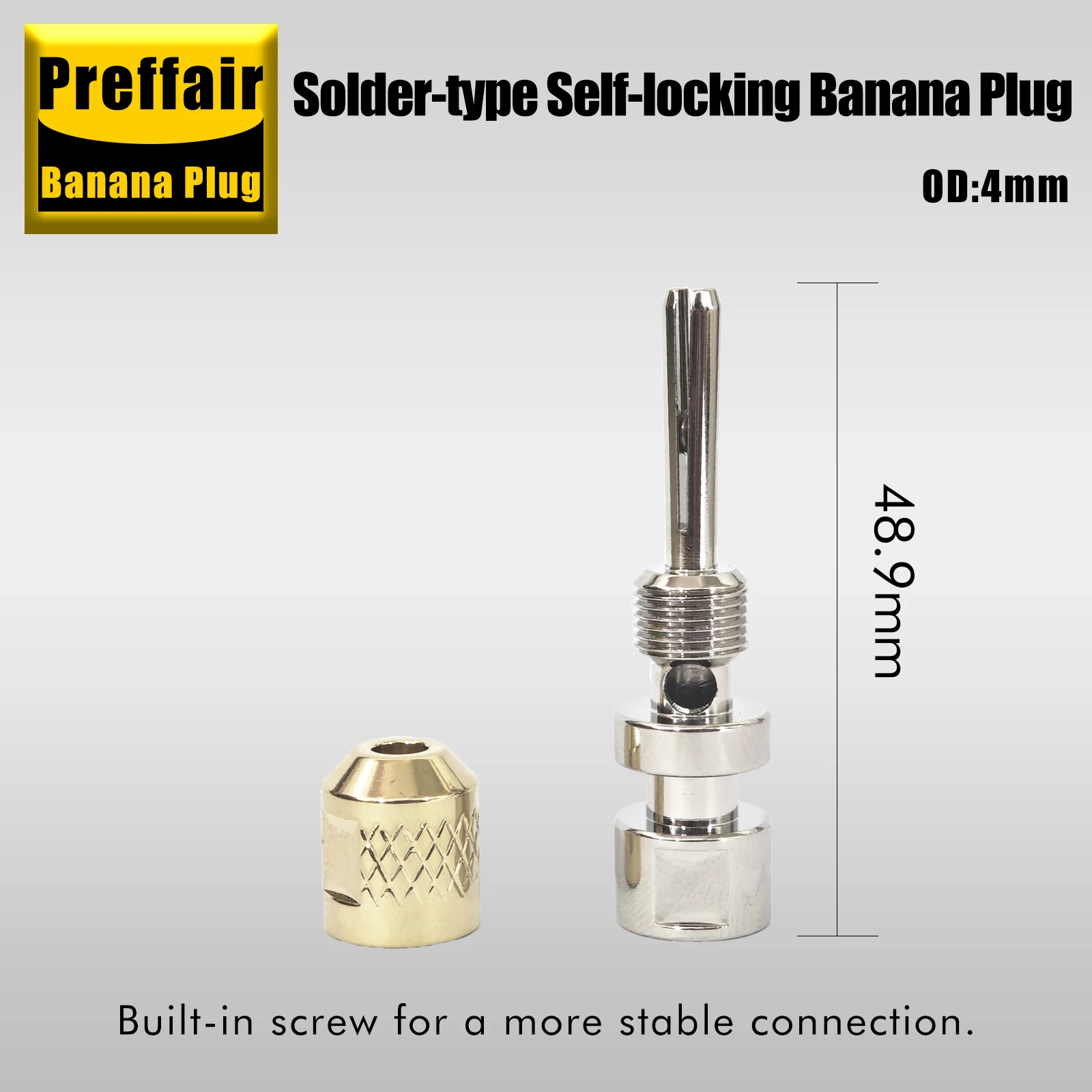 Preffair BA1481R High-End rhodiumbeschichteter, selbstverriegelnder Bananenstecker für Lautsprecherkabel für DIY-Lautsprecherkabel Audio/Video – Detail 6