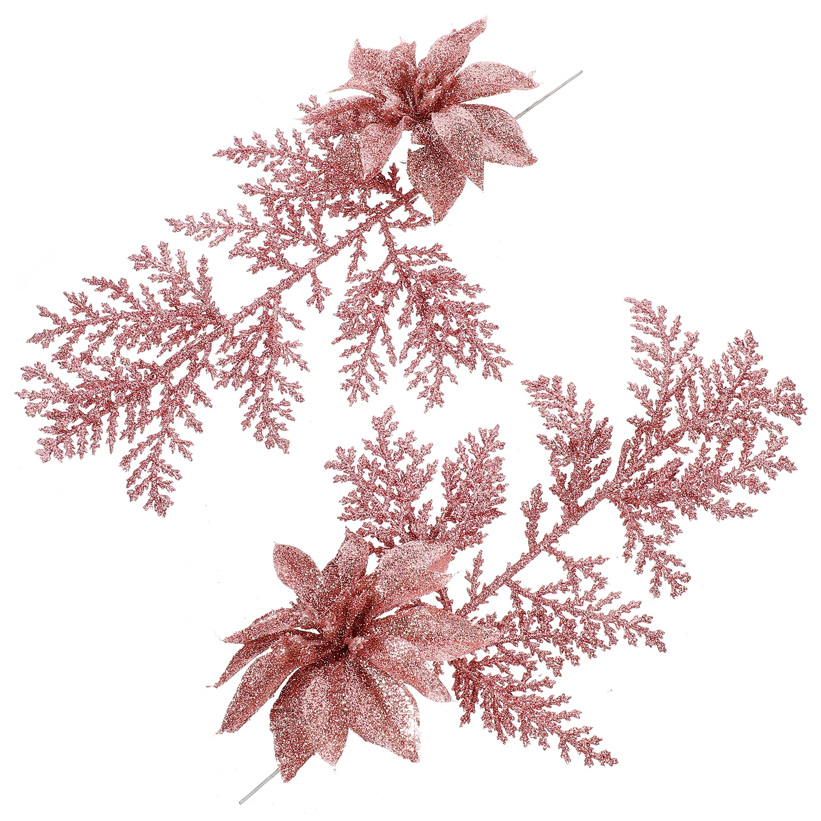 

6pcs Flowers Table Setting Supply Glitter Pine Fake Pine Branches Decorations Evergreen Ornaments for Tree Stair Gifts