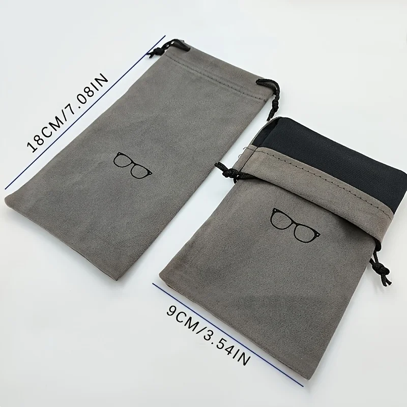 5/10 Stück Modische Tragbare Brillenetuis Brillenzubehör Weiche Brillentaschen Sonnenbrillen-Taschen Einfarbige Kordelzugbeutel – Detail 4
