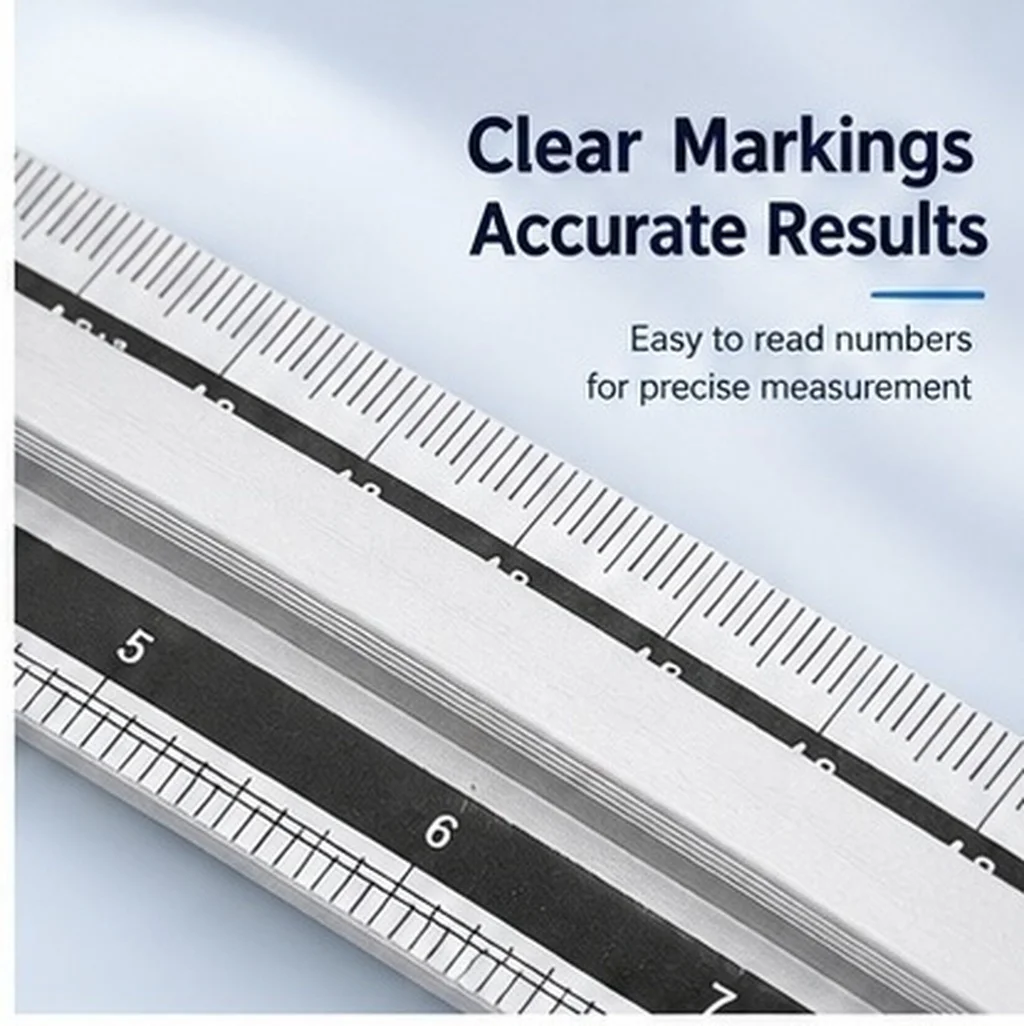 Aluminum Scale Ruler Portable Multi-Use Metal Ruler Ergonomic Design Measuring Tool for Office Students Professional Drawing