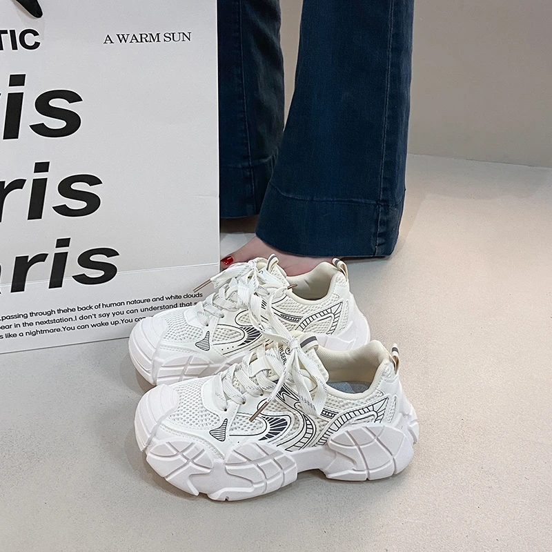 

Женские осенние туфли для папы European Station на толстой подошве, новая универсальная женская обувь, повседневная спортивная обувь, увеличивающая рост