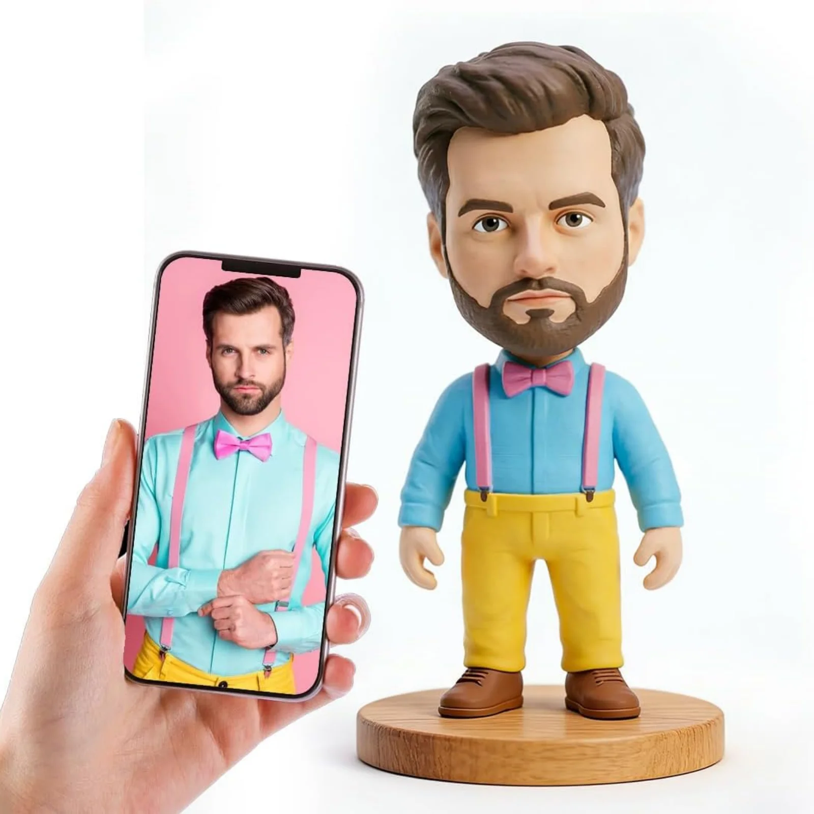 Custom Bobblehead from Photo, Personalized Handmade Male Figurine, Unique Birthday Anniversary Gift for Husband or Boyfriend
