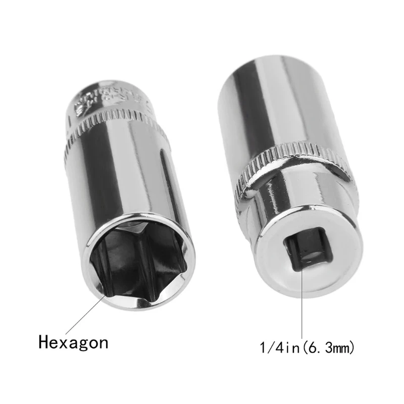 1/4 Hex Ratchet Extension Sleeves Bar Socket Wrench Converter Tool 6-1 4 mm Dropship