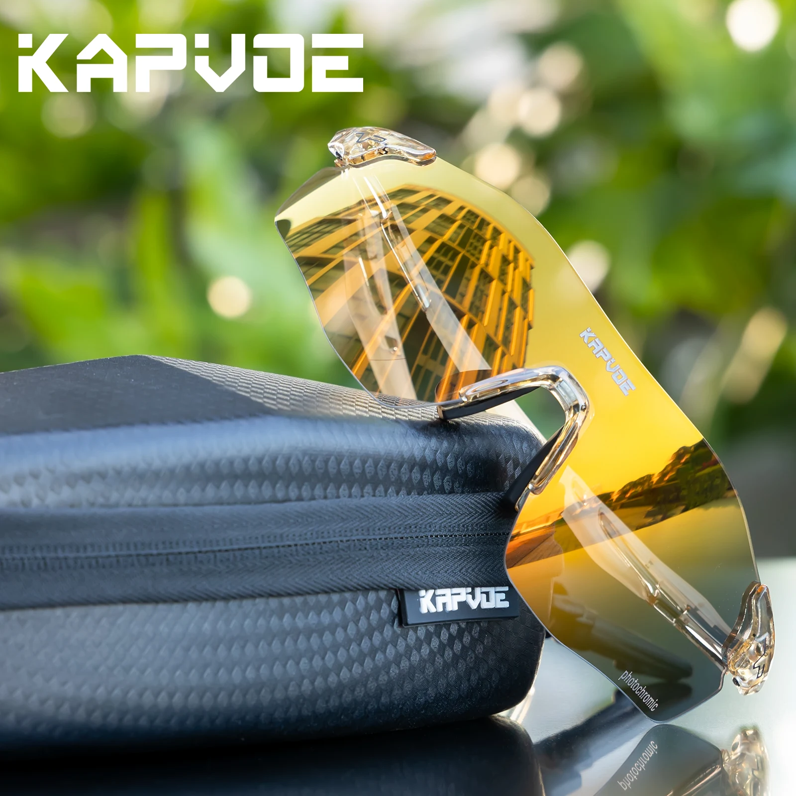 KAPVOE Red Photochromic Cycling Glasses Men MTB Cycling Sunglasses Bike Bicycle Glasses Men\'s UV400 Outdoor Running Goggles