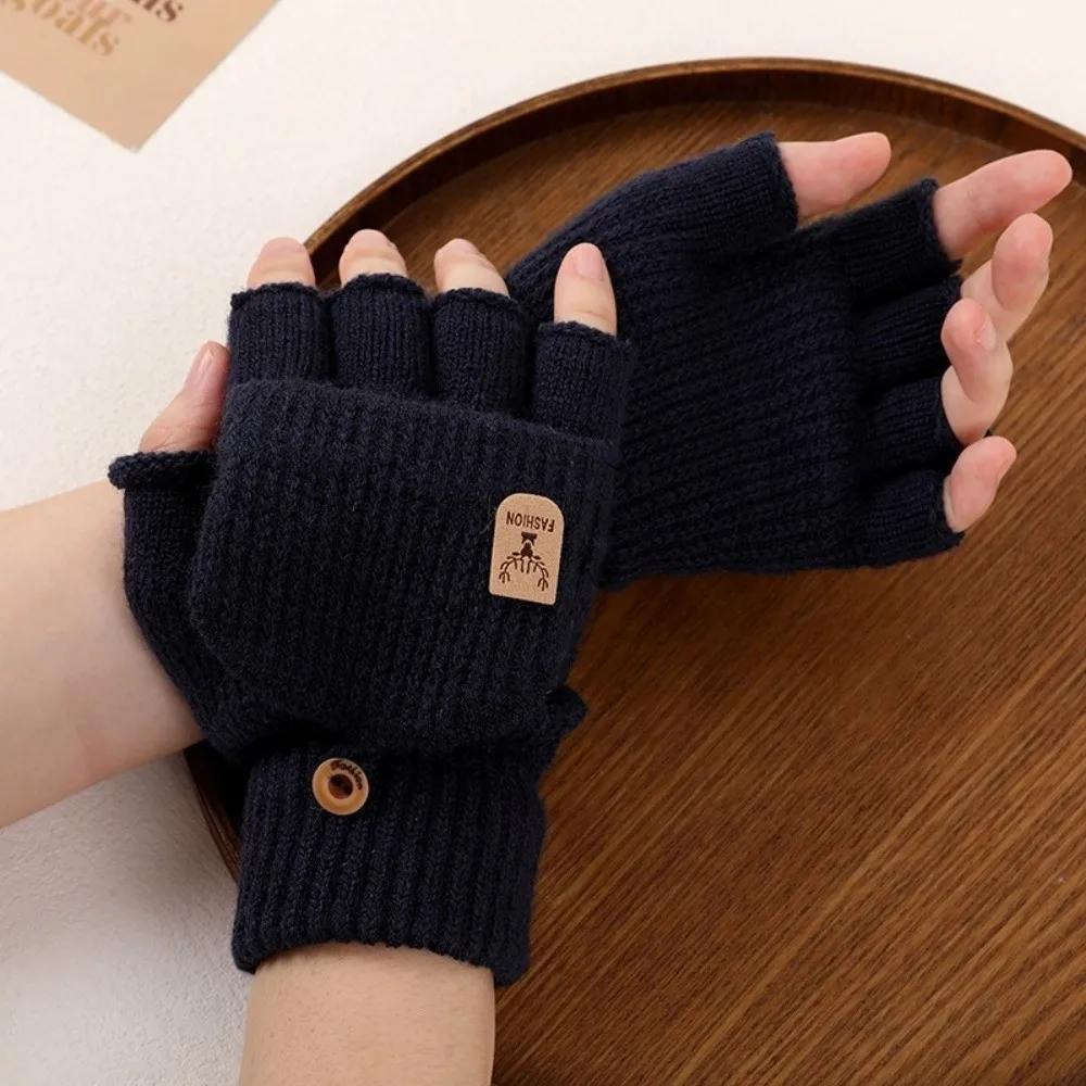 Nowe dzianinowe ciepłe rękawiczki dotykowe do ekranów, jednokolorowe rękawice do jazdy samochodem, rękawiczki z klapką, unisex