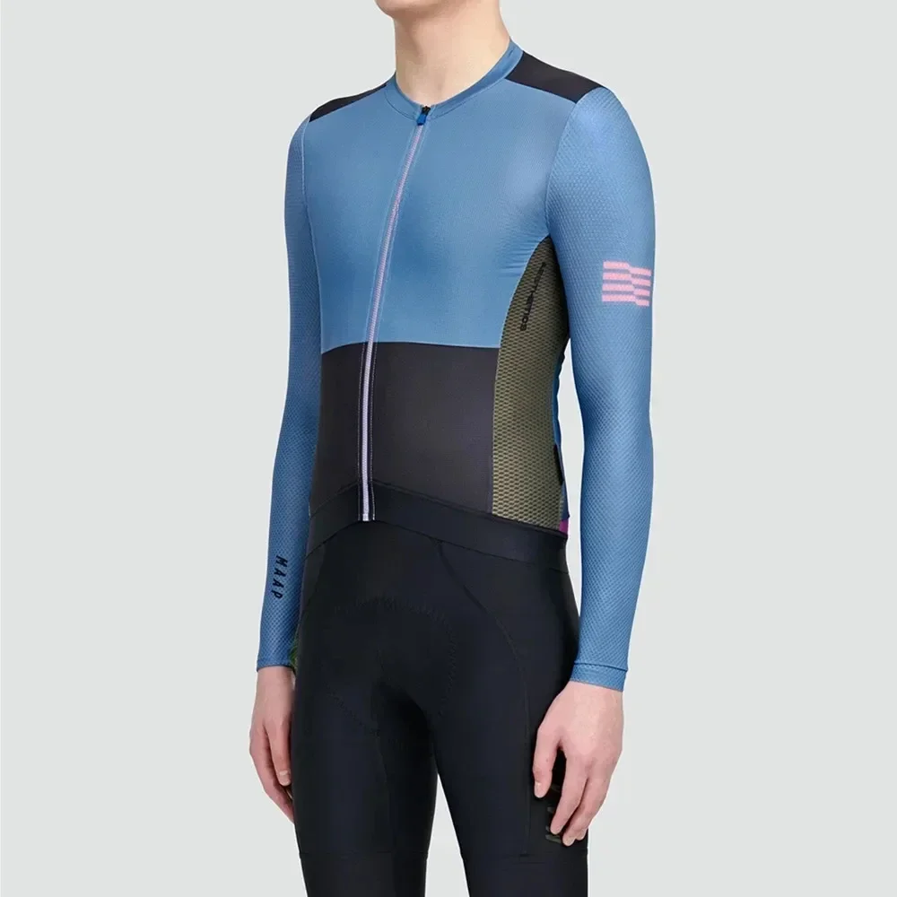 Maillot de cyclisme à manches longues pour homme, vêtement de vélo fin, short à bretelles imbibé, Lesslot Ciclismo, vélo de route, printemps et automne, été