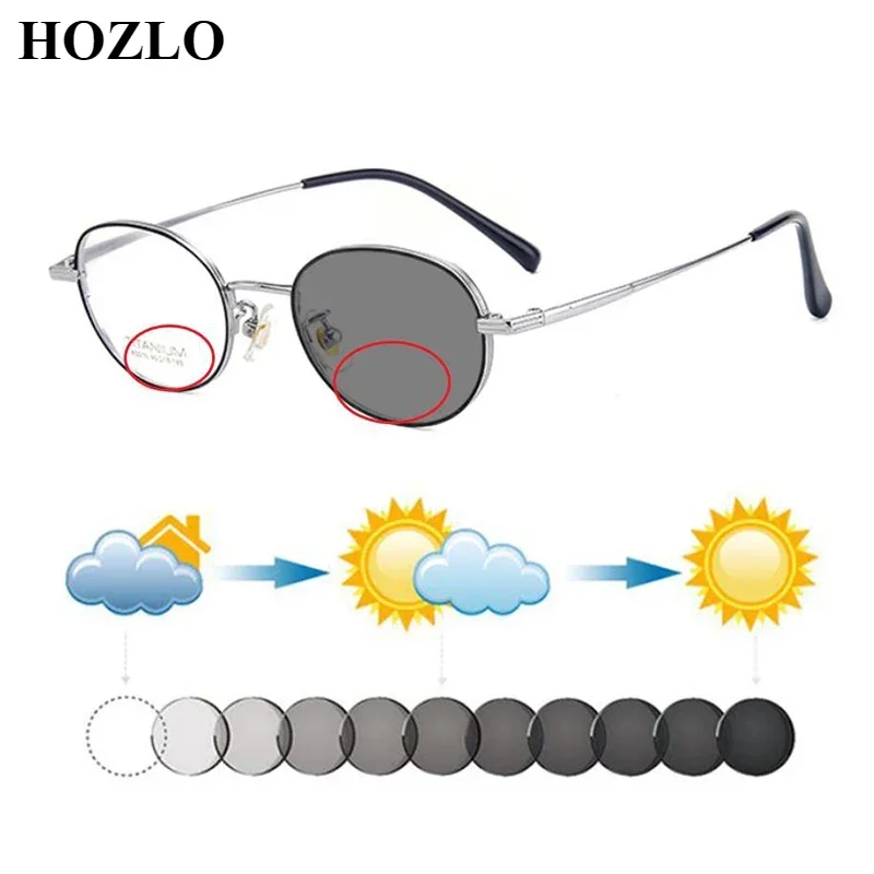 Women Pure Titanium Photochromic Bifocals Reading Sunglasses Female Ultralight Hyperopia Dark Glasses Presbyopic Spectacles New