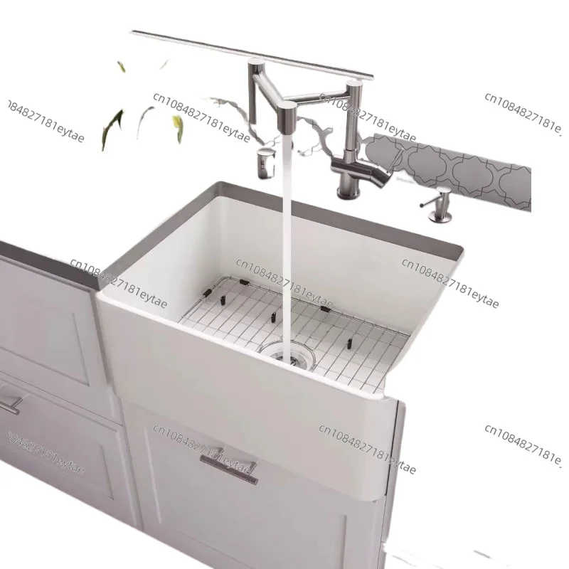 Deep ceramic bowl kitchen sink large groove country style countertop kitchen country sink