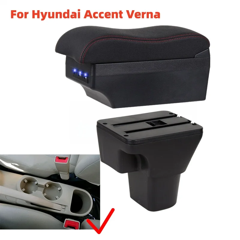 

Подлокотник для Hyundai Accent Verna 2006-2011, аксессуар для интерьера автомобиля, USB-порт, модификация интерьера, детали для тюнинга.