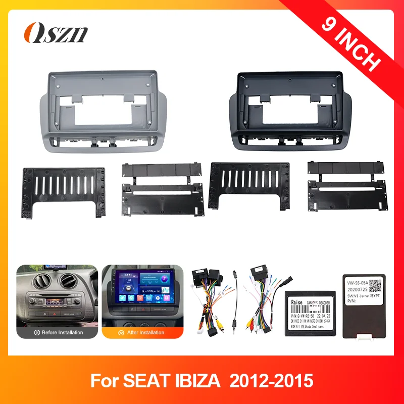 For SEAT IBIZA 2012 - 2015 Car Radio Fascia 9 inch Stereo 2Din Dashboard Installation Trim Frame GPS Player DVD Kit Panel