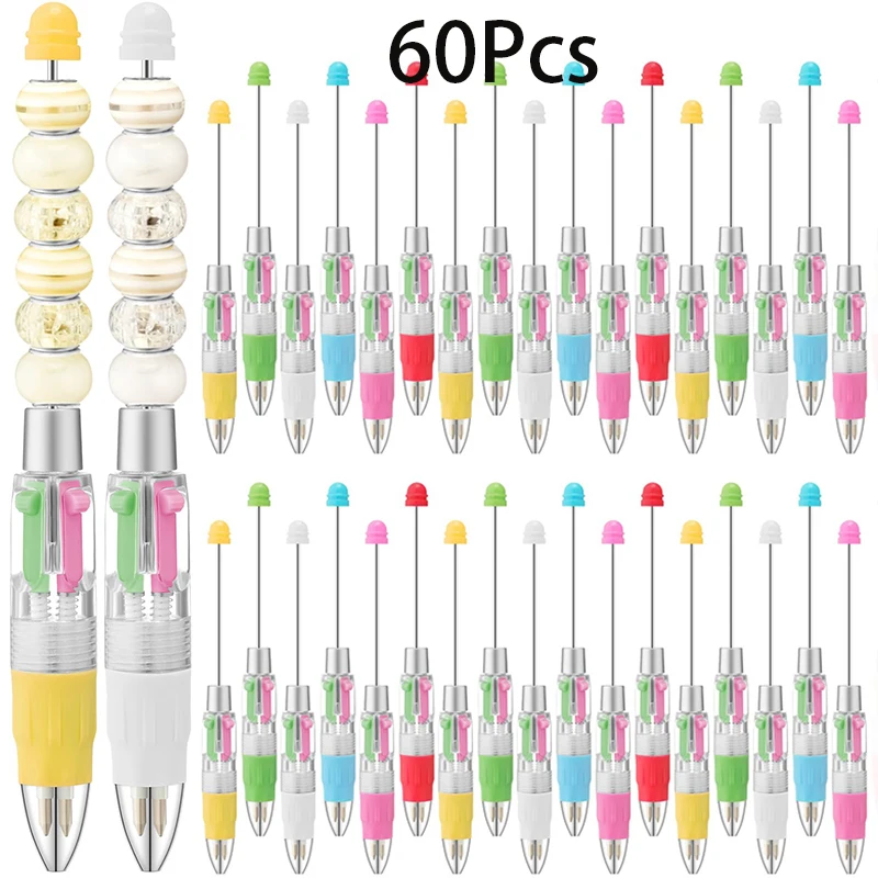 

60Pcs 4 Colors Ink Beadable Pen Ballpoint Pen Office School DIY Supplies