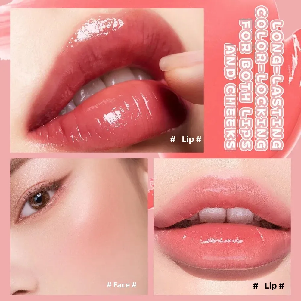 ชุดลิปแอนด์ชีคกลอสเนื้อไม่เหนียวเหนอะหนะ ติดทนนาน ชุ่มชื้น ล็อคสี ให้ความสดใส ลิปบลัชขนาดพกพา