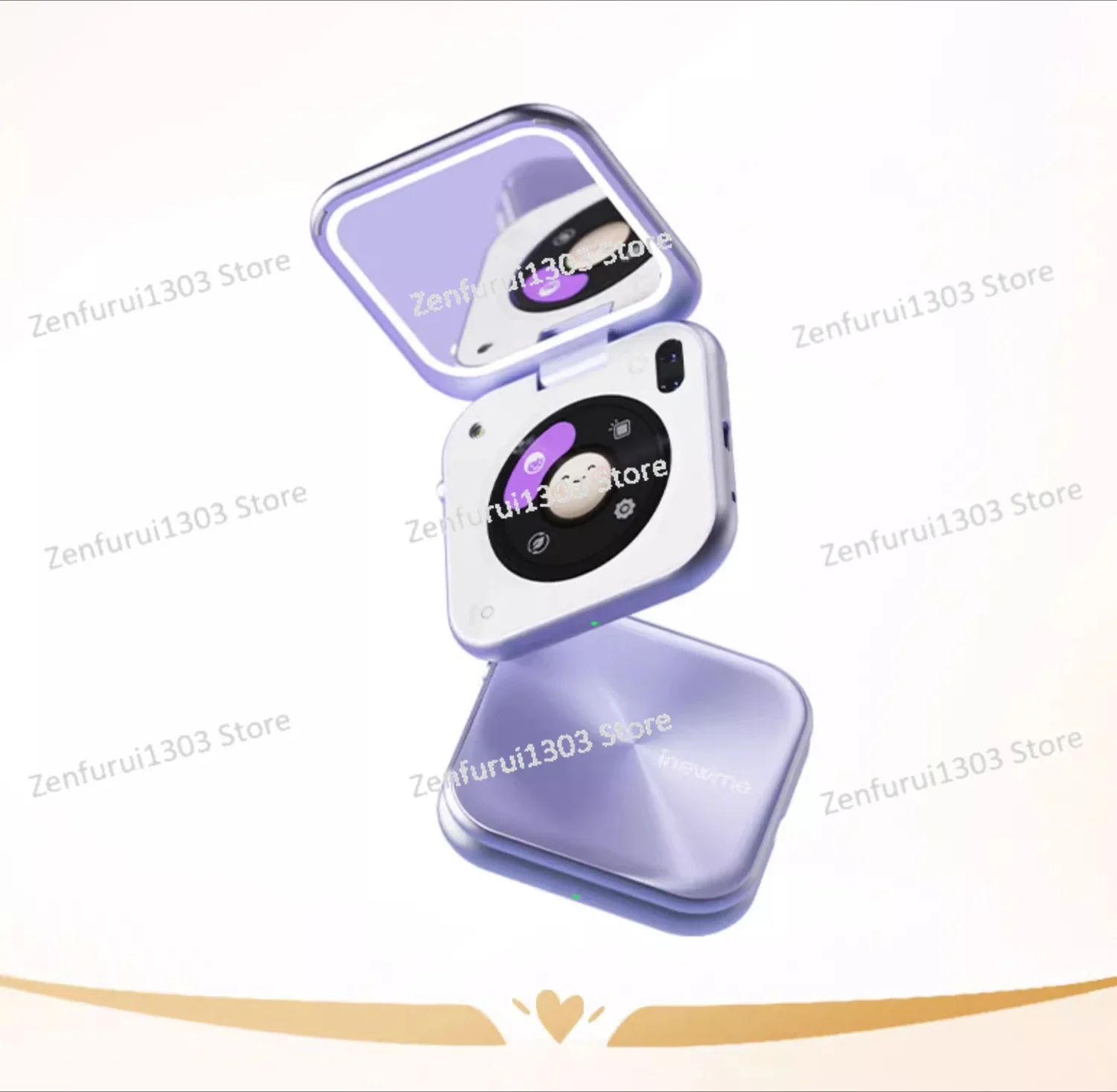 Small Purple Mirror Makeup Mirror Portable Smart Handheld Makeup Mirror