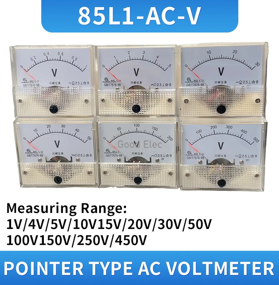 85L1 AC Analog Voltage Meter Panel 3V 5V 10V 20V 50V 150V 250V 300V 500V Gauge Voltage Mechanical Voltmeter