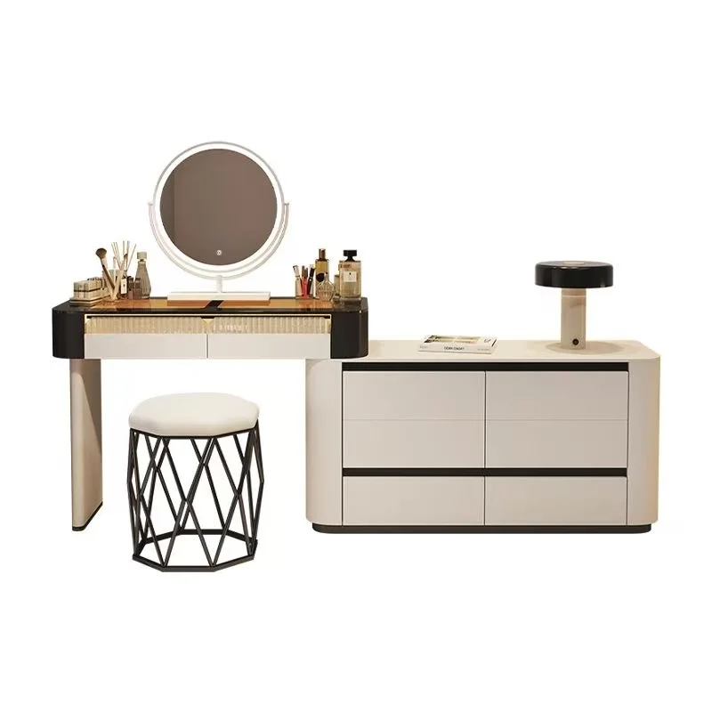 

✗x 120cm Modern Luxury Vanity Dressing Makeup Table with Drawers Mirror Stool for Bedroom Bathroom^