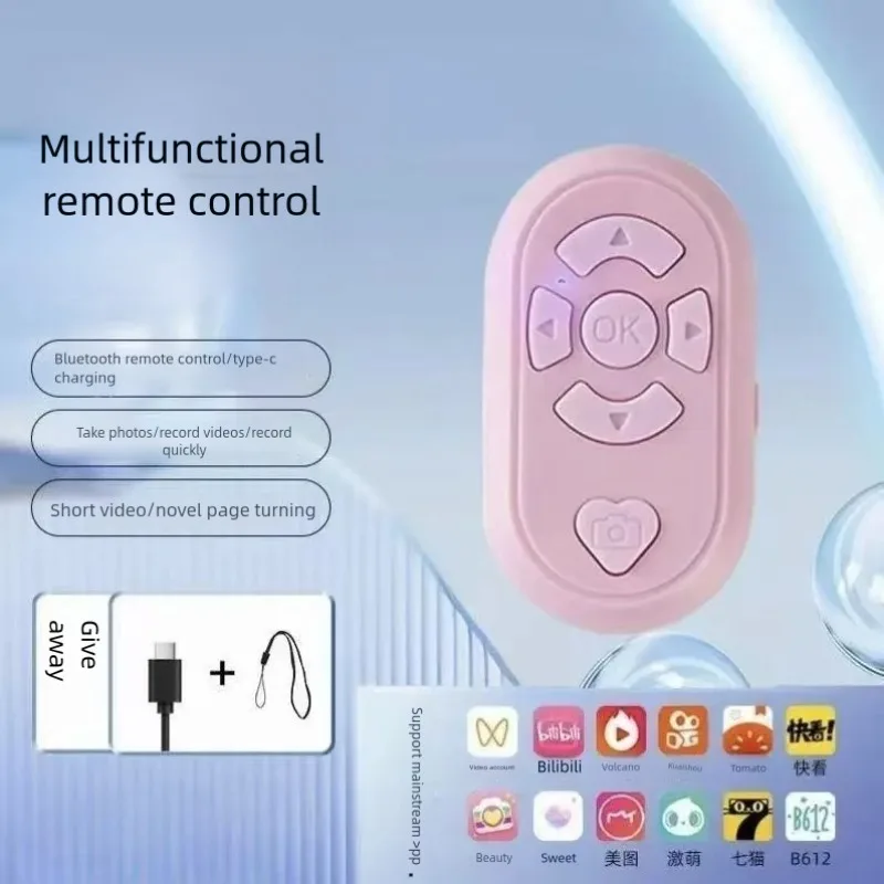 2026 Bluetooth Selfie Remote Wireless Video Controller Button for TikTok Vlog Type-C Rechargeable Compatible with Android iOS