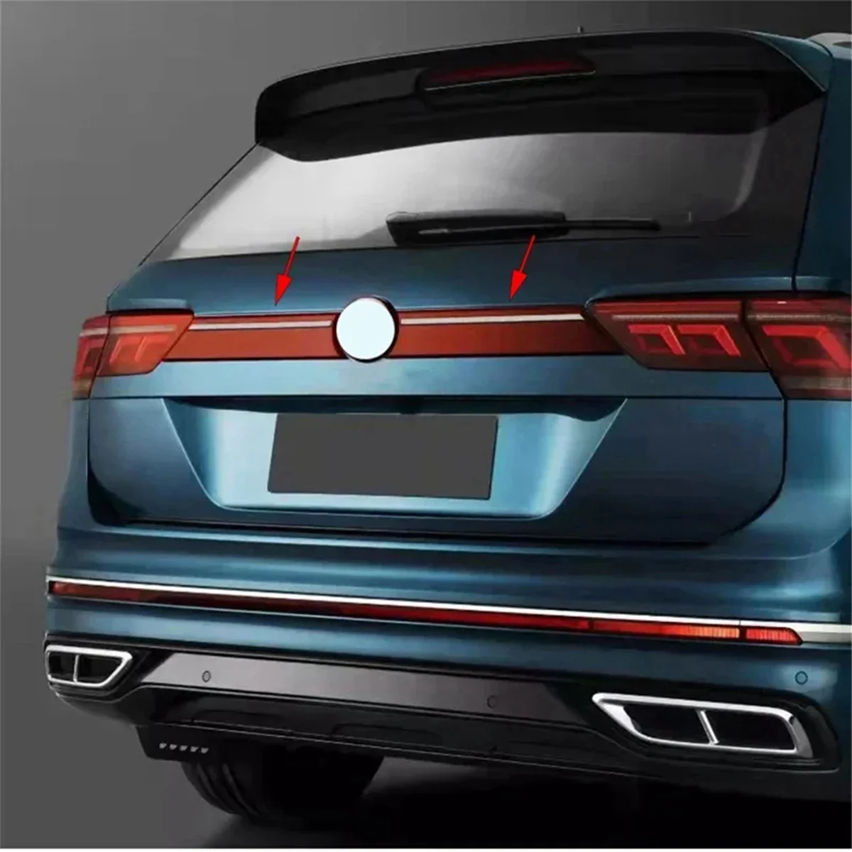 Voor VW Tiguan 2018-2022 Auto Achterdeur Kofferdeksel Cover Trim Reflecteren Licht Achterlicht