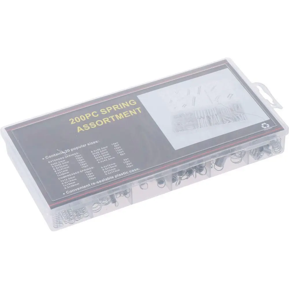 200PCS Mixed Size Compression Spring Kit Boxed Repair Tool Assortment Spring Set Stainless Steel Silver